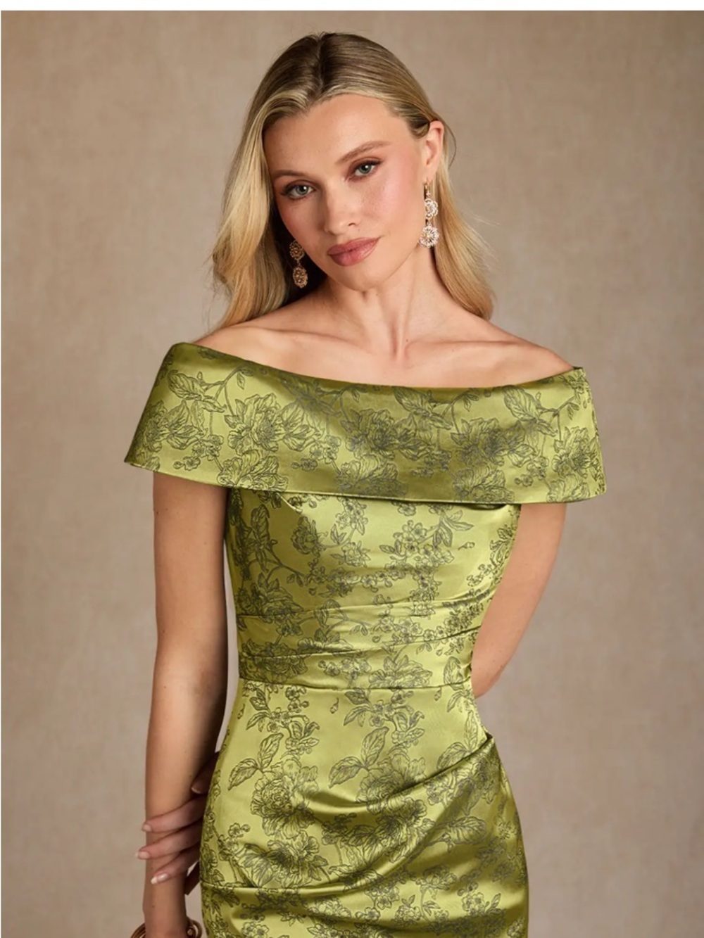 Azazie Kenosha - Olive Green Strapless Jacquard Evening Gown - Picture 6 of 9